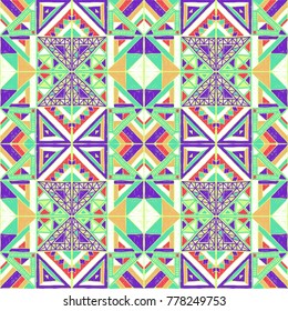 Seamless geometric African pattern. Ethnic ornament on the carpet. Aztec style. Tribal ethnic vector texture. Embroidery on fabric. Indian, Mexican, folk pattern. Quilting, patchwork, jacquard.