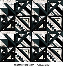 Seamless geometric African pattern. Ethnic ornament on the carpet. Aztec style. Tribal ethnic vector texture. Embroidery on fabric. Indian, Mexican, folk pattern. Quilting, patchwork, jacquard.