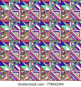 Seamless geometric African pattern. Ethnic ornament on the carpet. Aztec style. Tribal ethnic vector texture. Embroidery on fabric. Indian, Mexican, folk pattern. Quilting, patchwork, jacquard.