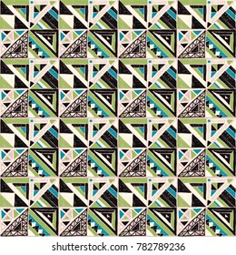 Seamless geometric African pattern. Ethnic ornament on the carpet. Aztec style. Tribal ethnic vector texture. Embroidery on fabric. Indian, Mexican, folk pattern. Quilting, patchwork, jacquard.
