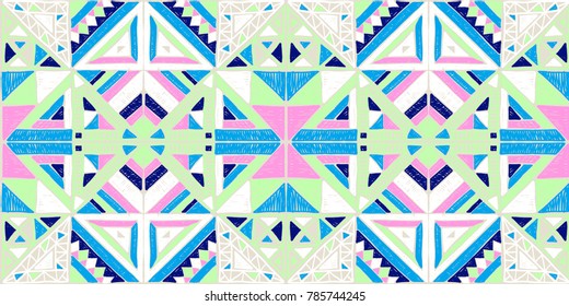 Seamless geometric African pattern. Ethnic ornament on the carpet. Aztec style. Tribal ethnic vector texture. Embroidery on fabric. Indian, Mexican, folk pattern. Quilting, patchwork, jacquard.