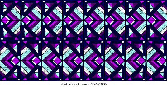 Seamless geometric African pattern. Ethnic ornament on the carpet. Aztec style. Tribal ethnic vector texture. Embroidery on fabric. Indian, Mexican, folk pattern. Quilting, patchwork, jacquard.