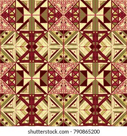 Seamless geometric African pattern. Ethnic ornament on the carpet. Aztec style. Tribal ethnic vector texture. Embroidery on fabric. Indian, Mexican, folk pattern. Quilting, patchwork, jacquard.