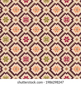 seamless geometric allover  vector pattern on brown background