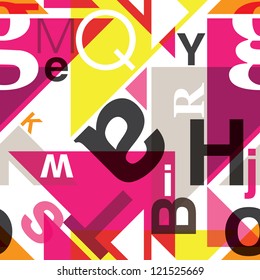 Seamless geometric alphabet background pattern in vector