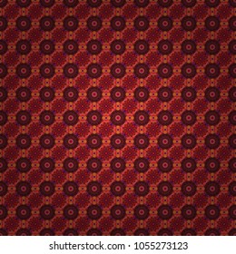 Seamless geometric arabesque oriental pattern. Vector traditional ethnic background in brown, red and pink colors. Ornament consisting of mandalas.