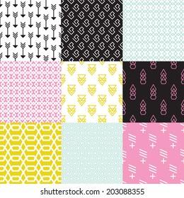 Seamless geometric arrow triangle abstract shapes in pastel wallpaper decorative background pattern in vector