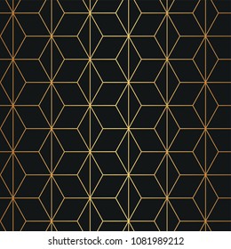 Seamless geometric Art Deco pattern background in gold and black.