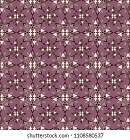 Seamless Geometric Aztec Sun Tile Pattern / Trendy colors on Grape background / Vector Illustration / Global Colors saved with Pattern Swatches