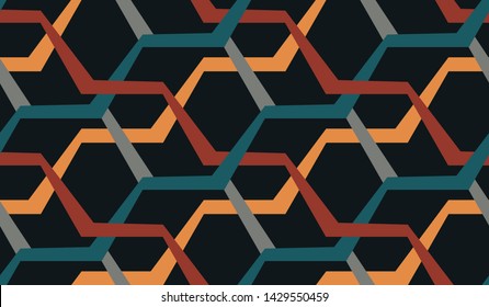 Seamless geometric background. Abstract pattern with geometric shapes (contours of hexagons-honeycomb). Perfect for textile, holiday decoration,fabric,gift paper,cloth,prints,decor. Vector.