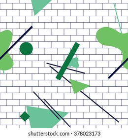 Seamless geometric background with abstract shapes on grid 2