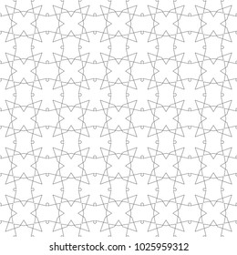 Seamless geometric background in arabian style. Ethnic line islamic pattern. Monochrome ornament, repeating linear texture. Black and white vector illustration