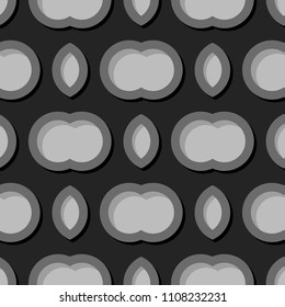 Seamless geometric background. Black 3d circle pattern. Vector illustration