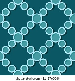 Seamless geometric background. Blue green 3d circle pattern. Vector illustration