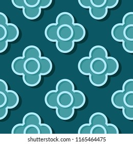 Seamless geometric background. Blue green 3d circle pattern. Vector illustration