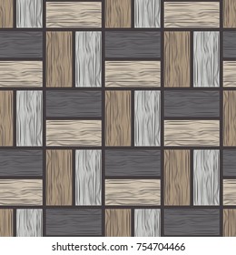 Seamless geometric background. Brown floor with wooden texture. Textile rapport.