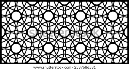 Seamless Geometric Background for CNC Laser Cutting, Bold Symmetrical Design with Frame Variations, High-Quality Vector Illustration, Editable and Scalable EPS File.