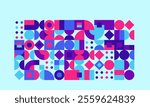 Seamless geometric background featuring abstract pink, purple, and blue tones with interconnected shapes, perfect for branding, graphic design, and visual art projects.