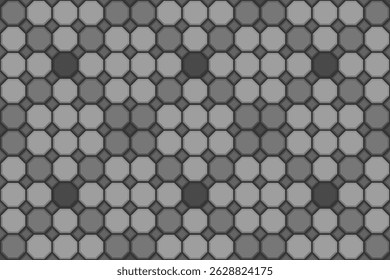 Plano de fundo geométrico contínuo com um octógono clássico e layout de azulejos quadrados. Ideal para papéis de parede digitais, fundos de IU, maquetes arquitetônicos e projetos de superfície modernos.