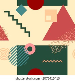 Fondo geométrico impecable al estilo de Memphis. Diseño abstracto moderno. Imagen vectorial.