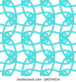 Seamless geometric background. Modern 3D texture. Pattern with realistic shadow and cut out of paper effect.White tangled knots with loops on white
