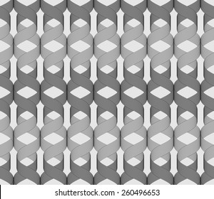 Seamless geometric background. Modern monochrome ribbon like ornament. Pattern with textured ribbons.Ribbons dark and light forming vertical overlapping ties pattern.
