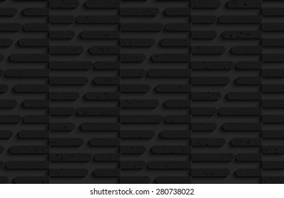 Seamless geometric background. Pattern with 3D texture and realistic shadow.Textured black plastic cut in half hexagons.