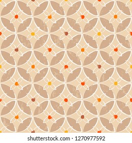 seamless geometric background pattern, with circles, strokes and splashes, retro/vintage style