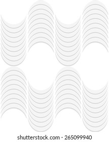Seamless geometric background. Pattern with realistic shadow and cut out of paper effect.White 3d paper.3D white striped waves.