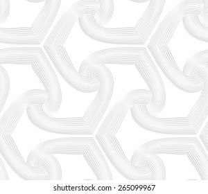 Seamless geometric background. Pattern with realistic shadow and cut out of paper effect.White 3d paper.3D white striped spades.