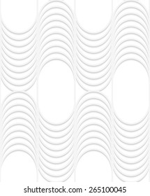 Seamless geometric background. Pattern with realistic shadow and cut out of paper effect.White 3d paper.3D white striped waves with vertical grid.