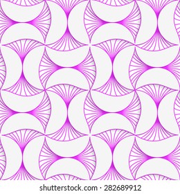 Seamless geometric background. Pattern with realistic shadow and cut out of paper effect. 3D purple striped pin will .