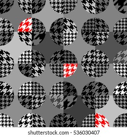 Seamless geometric background. Polka dot pattern in a patchwork style with the hounds-tooth elements