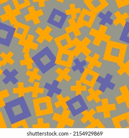 Fondo geométrico sin inconvenientes de las formas simples Patrón haótico. Mosaico geométrico de cruz, rhombus y cuadrado, plantilla abstracta de polígono vectorial, textura para ilustración de tela textil