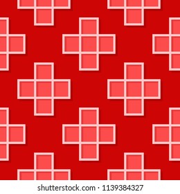 Seamless geometric background with square elements. Red 3d pattern. Vector illustration