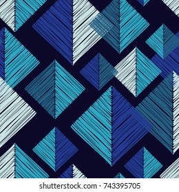 Seamless Geometric Background. Tangram Pattern. Scribble Texture. Textile Rapport.