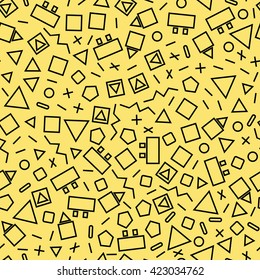 seamless geometric background with triangles, the design of the 80s -vector illustration. Retro group Memphis  shapes. 