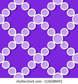 Seamless geometric background. Violet and lilac 3d circle pattern. Vector illustration