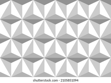 Seamless geometric background. Volumetric triangles in light colors.
