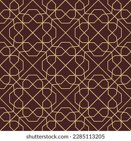 Fondo geométrico impecable para tus diseños. Ornamento vectorial moderno marrón y dorado. Patrón abstracto geométrico