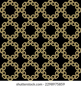 Fondo geométrico impecable para tus diseños. Ornamento vectorial moderno negro y dorado. Patrón abstracto geométrico