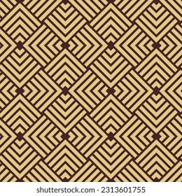 Seamless geometric background for your designs. Modern vector ornament. Geometric abstract brown and golden pattern