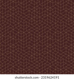 Seamless geometric background for your designs. Modern vector brown and golden ornament. Geometric abstract pattern