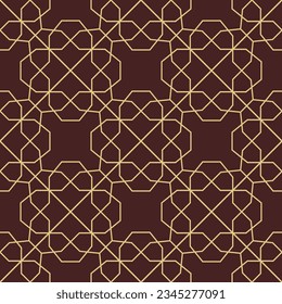 Fondo geométrico impecable para tus diseños. Ornamento vectorial moderno. Patrón geométrico abstracto marrón y dorado