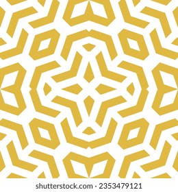 Seamless geometric background for your designs. Modern vector golden and white ornament. Geometric abstract pattern