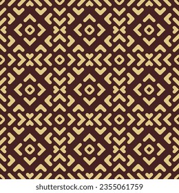 Seamless geometric background for your designs. Modern vector brown and golden ornament. Geometric abstract pattern