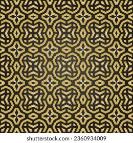 Seamless geometric background for your designs. Modern vector black and golden ornament. Geometric abstract pattern