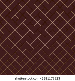 Seamless geometric background for your designs. Modern vector brown and golden ornament. Geometric abstract pattern