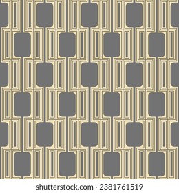 Seamless geometric background for your designs. Modern vector gray and golden ornament. Geometric abstract pattern