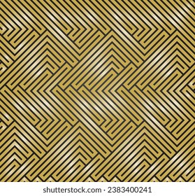 Seamless geometric background for your designs. Modern vector ornament. Geometric abstract black and golden pattern